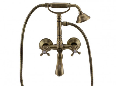 PB klassischer Wasserhahn Aufputz-Badarmatur mit Sternknöpfen Bronze inklusive Handbrause 1208855162