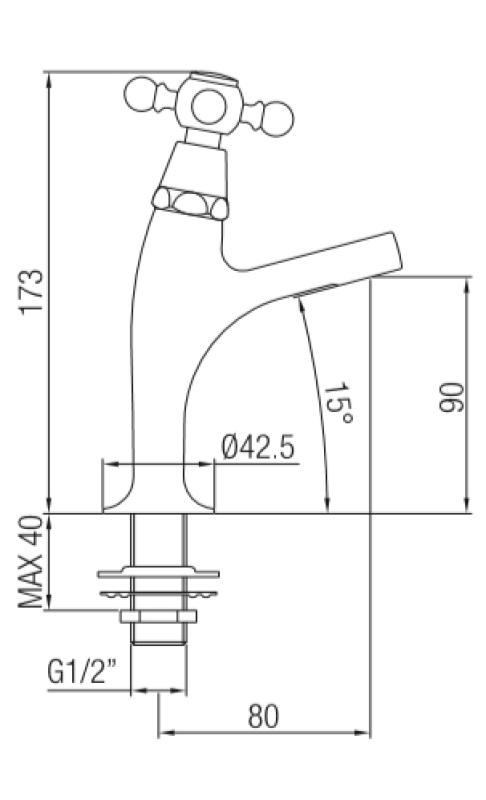 PB Classic Kaltwasserarmatur mit Sterngriff, kleines Modell, Chrom 1208855682