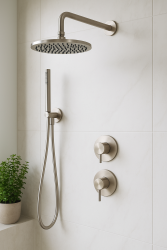 Waterevolution Flow Unterputz Duschset mit Thermostat Regendusche und Handbrause massiv Edelstahl 1208889792