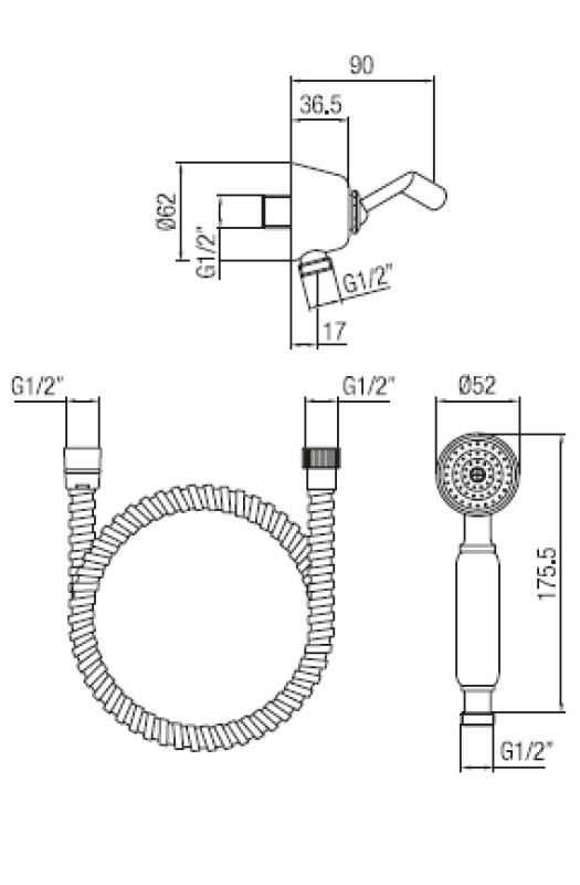 PB Classic Handbrausegarnitur mit Aufhängehaken Edelstahl 1208899032