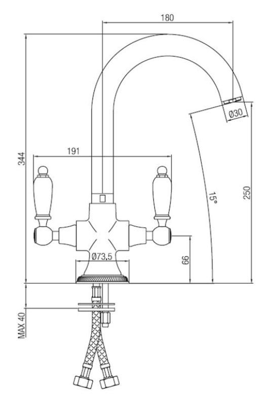 PB Classic Küchenarmatur mit weißen Griffen Chrom 120891088