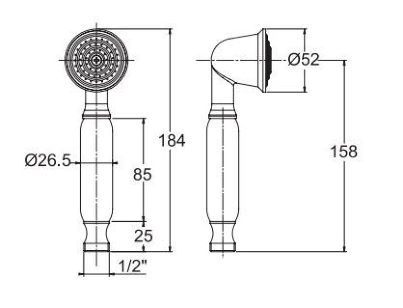 PB Classic Handbrause mit weißem Griff Chrom 1208916142