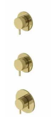 Waterevolution Flow Einbau-Duschthermostat mit 2 Absperrhähnen, gebürstetes Messing 1208916452