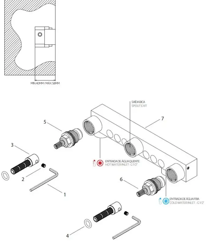 Waterevolution Cruz 3-Loch Unterputz-Waschtischarmatur, Schwarz matt, 19cm Auslauf 1208916572