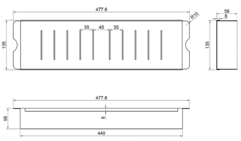 Caressi CACSD46 Schwarz 44cm Resteschale Edelstahl 1208920600