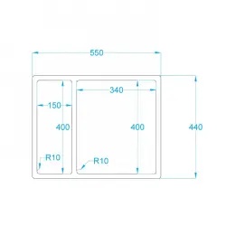 Caressi eineinhalb Küchenspüle CAPP1534R10 B15+B34xL40xT18,5cm nahtloser Stecker 1208920661
