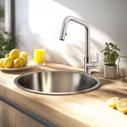 Franke Kubus Küchenarmatur, ausziehbare Handbrause, Edelstahl 115.0529.207