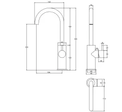 Waterevolution Flow Waschtischarmatur, hohes Modell, PVD Gun Metal T1121FGME