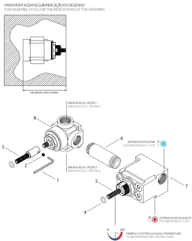 Waterevolution Flow Einbau-Duschthermostat mit 1 Absperrventil Chrom 1208920980