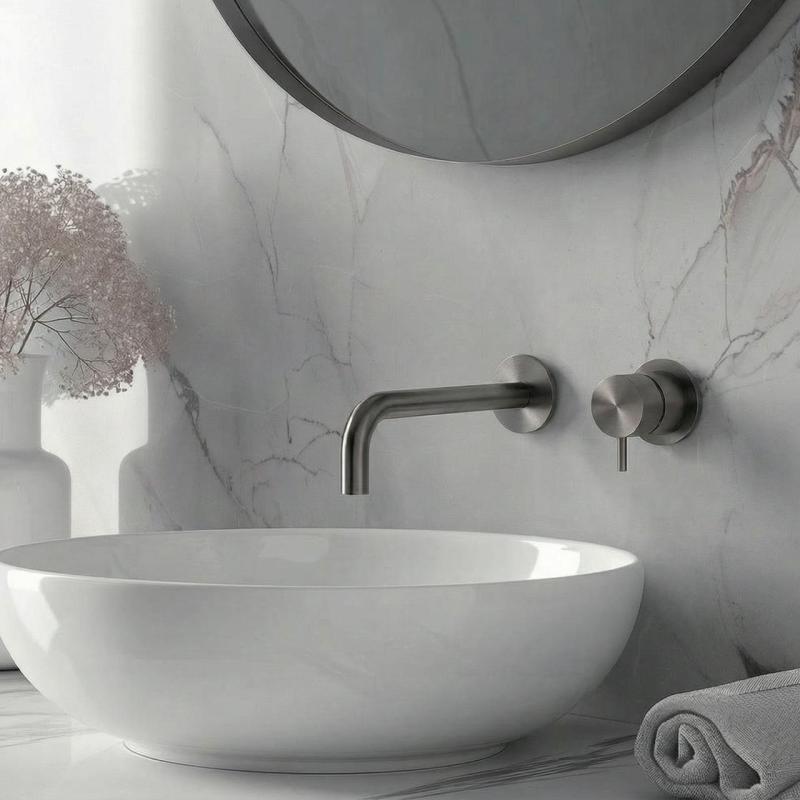 Waterevolution Flow Einbau-Waschtischarmatur PVD Gun Metal mit Auslauf 21 cm T116BGME-21