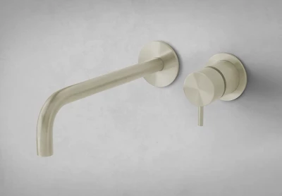 Waterevolution Flow Einbau-Waschtischarmatur PVD Weißgold mit Auslauf 25 cm T116BWGE-25