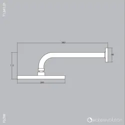 Waterevolution Flow Kopfbrause 200mm mit Wandanschluss Gun Metal T1641GME