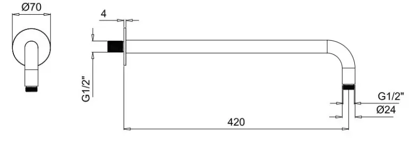SB Rubinetterie Universale Wandduscharm rund 42cm Farbe Chrom 1208946670