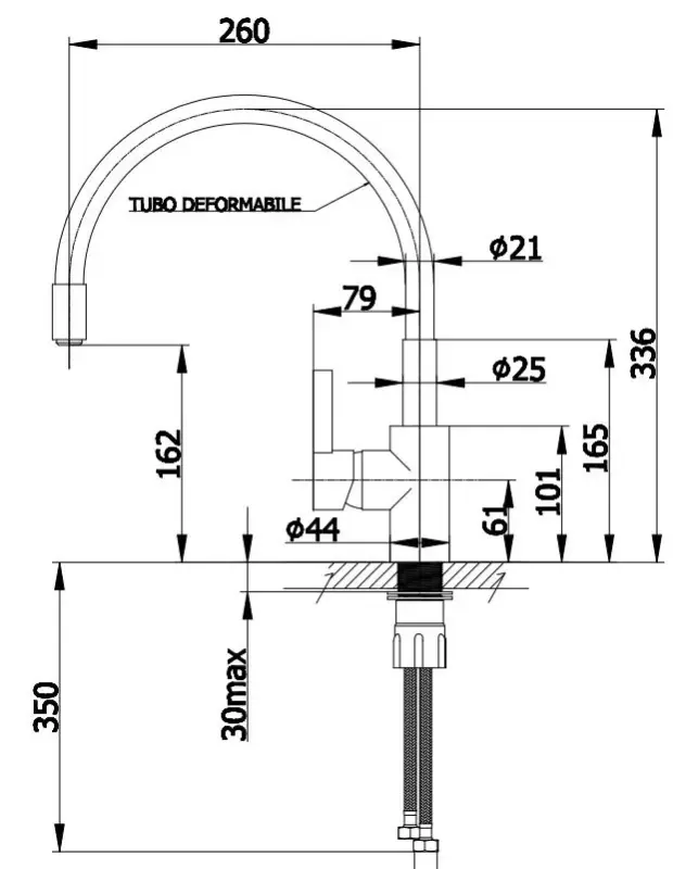 DEMM Küchenarmatur mit schwenkbarem Auslauf Chrom/Schwarz 1208947023