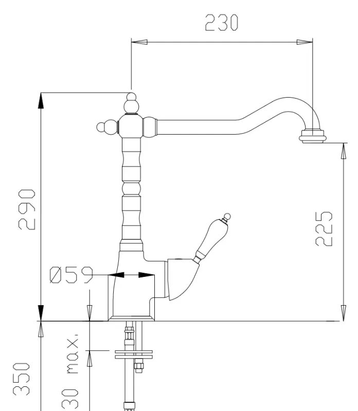 DEMM Nostalgische Küchenarmatur mit schwenkbarem Auslauf, Bronze Classic 1208947363