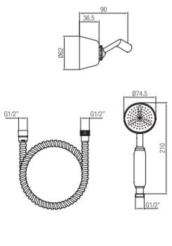 PB Classic Handbrause-Set mit Aufhängehaken Chrom 1208952418