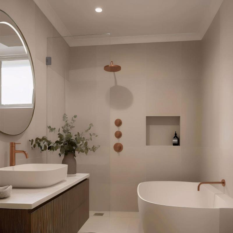 Waterevolution Flow Unterputz-Duschthermostat mit 2 Absperrventilen PVD gebürstetes Kupfer