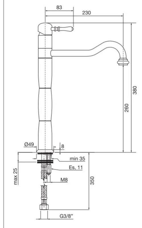 PB Classic Nostalgische Säulen-Küchenarmatur Bronze 1208952921