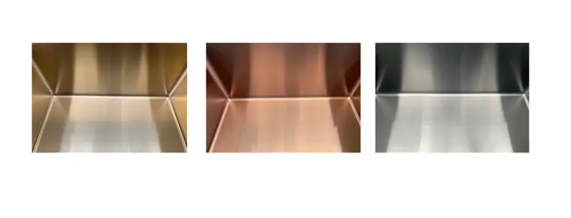 Ausmann Weser Edelstahl-Küchenspüle PVD Gold 55x51 mit Hahnloch, Unterbau, flächenbündig und aufliegend 080884