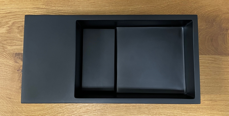 Solid-S Brunnen aus Mineralwerkstoff, B36 x T18 x H10 cm, mattschwarz, mit Abdeckung 1208953168