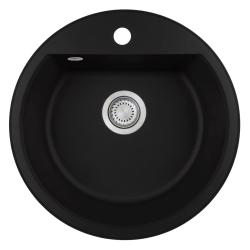 GraniteMy Bremen Granit Rundspüle 43 cm Unterbau und Aufliegend, mit Hahnloch, mit Edelstahlstecker 1208953206