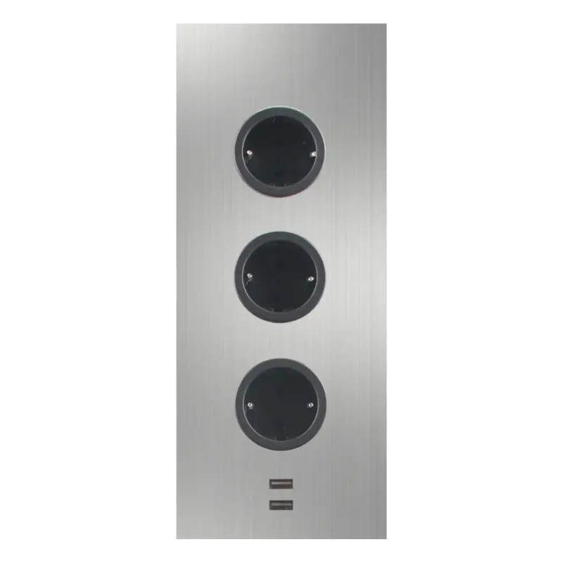 Indux Corner Energiesäule mit 3 Steckdosen, Schutzkontakt und doppeltem USB-A&amp;C-Ladegerät, Edelstahl 1208953216
