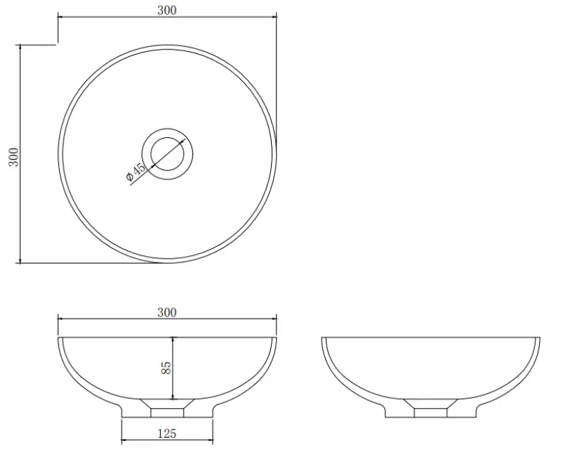 Solid S kleines Waschbecken aus Mineralwerkstoff, rund, 30 x 30 x 11 cm, mattschwarz, 1208953271