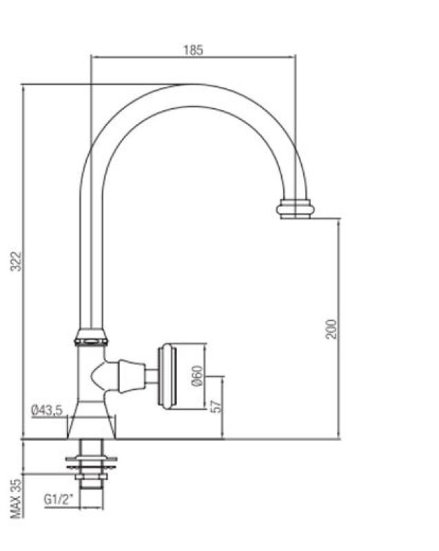 PB Classic Kaltwasserarmatur mit Sterngriff und hohem Rundauslauf, Bronze 1208953275