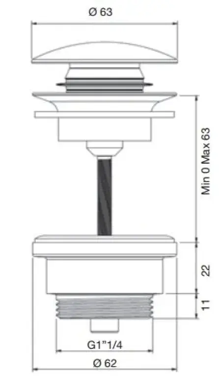 PB Unix Waschbeckenstopfen 1 1/4 verschließbar Push-Up-Click-Clack Edelstahl 1208953285