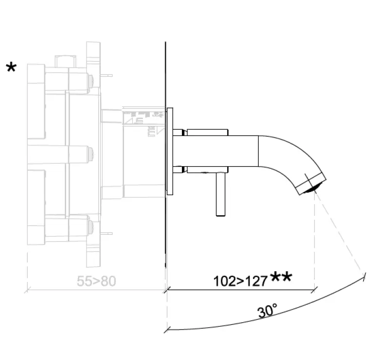 SB Round Unterputz-Waschtischarmatur, gebürstetes Kupfer PVD 102mm