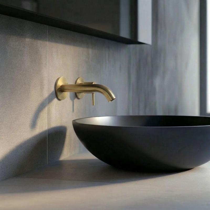 SB Round 316 Unterputz-Waschtischarmatur, gebürstetes Messing PVD 132mm