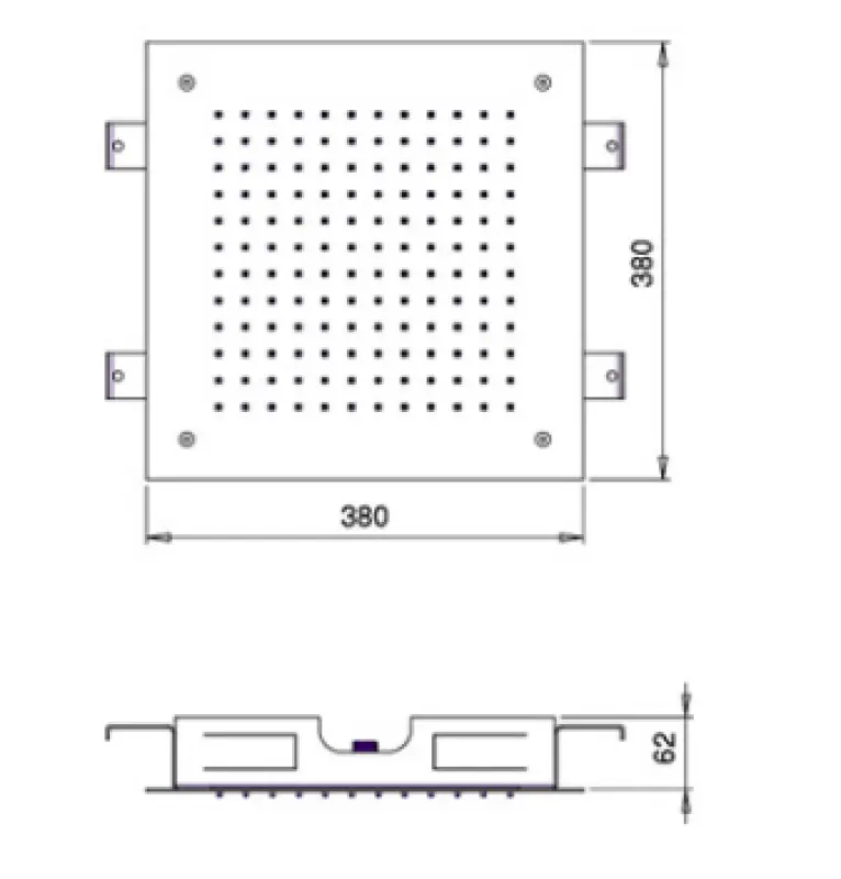 SB Square Einbau-Regendusche 380x380mm gebürstetes Messing PVD