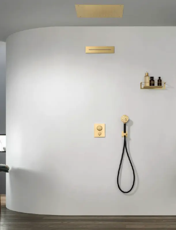 SB Square Einbau-Regendusche 500x500mm Gebürstetes Messing PVD