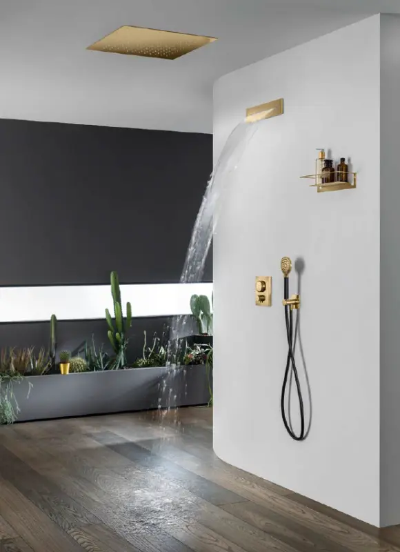 SB Square Einbau-Regendusche 500x500mm Gebürstetes Messing PVD