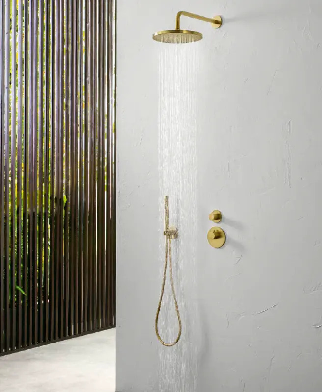 SB Rubinetterie 316 Handbrausegarnitur mit Schlauch und Aufhängehaken Messing gebürstet PVD 1208953547