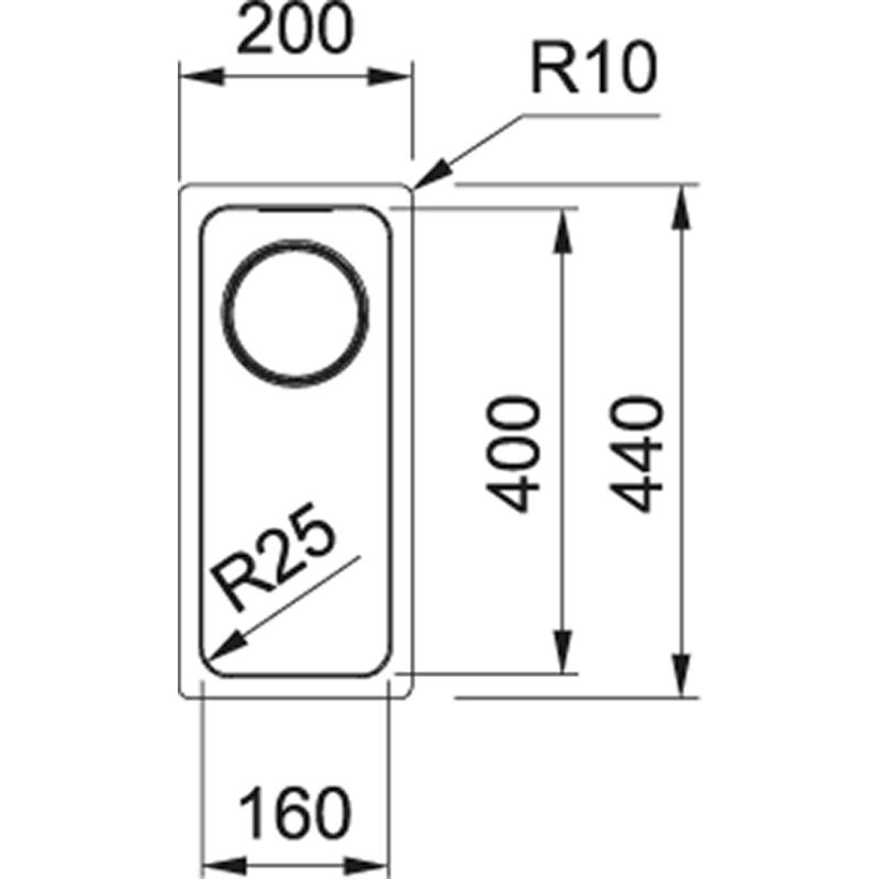 Franke Mythos MYX 110.16 kleine Edelstahlspüle 16x40cm Unterbau 122.0658.058