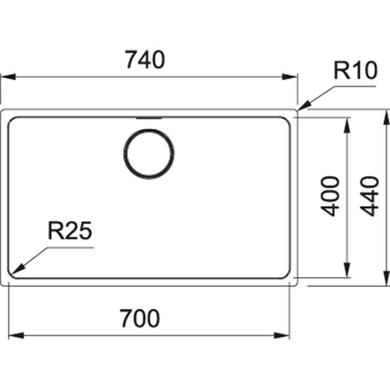 Franke Mythos MYX 110.70 Edelstahlspüle 70x40cm Unterbau 122.0658.053