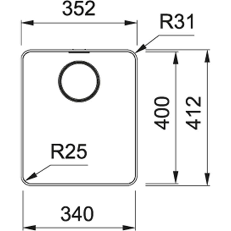 Franke Mythos MYX 210.34 Edelstahlspüle 34x40cm für flächenbündigen Einbau 127.0658.065