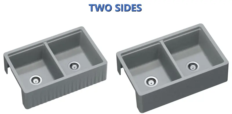 GraniteMy Tradition ländliche Doppelspüle 2-seitiges Granitspülbecken 80x50cm weiß Aufsatz, Unterbau und flächenbündig 1208953698