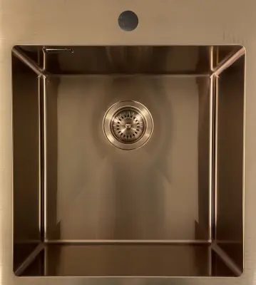 Ausmann Weser große Edelstahlspüle PVD Kupfer 79x51 mit Hahnloch, Unterbau, flächenbündig und aufliegend 080952