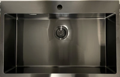 Ausmann Weser große Edelstahlspüle anthrazitfarben PVD Gun Metal 79x51 mit Hahnloch Unterbau Flachbau und Aufsatz 067137