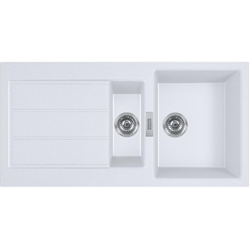 Franke Sirius 2 S2D 651 Kunststoff 1,5 anderthalb Spülbecken mit Abtropffläche Weiß Aufbau 100x50 143.0634.555