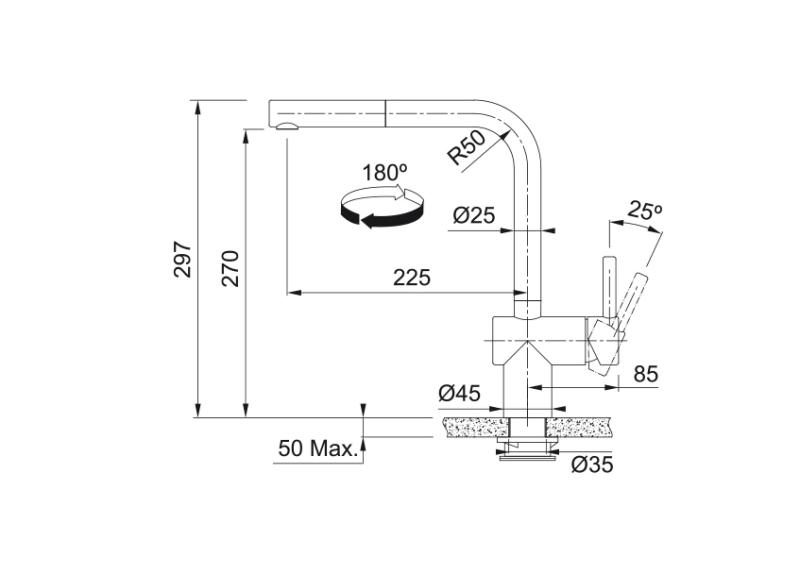 Franke Atlasd Neo Sensor Küchenarmatur mit Zugauslauf, Schwarz gebürstet 115.0625.527