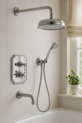 PB Classic Nostalgic Unterputz-Duschset Chrom mit Handbrause und Regendusche 225mm 1208953841