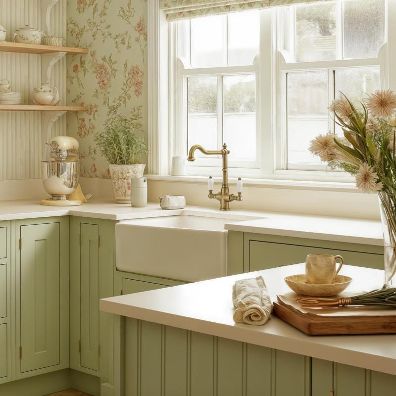 PB Nostalgische klassische Landhaus-Küchenarmatur, Bronze mit weißen Griffen 1208953913