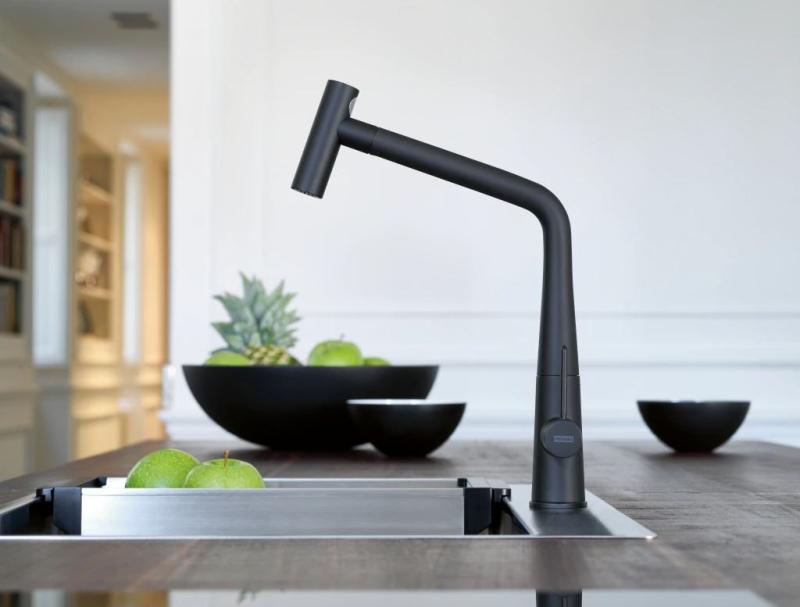 Franke Icon Küchenarmatur mit Auszugsbrause, Schwarz matt 115.0625.190