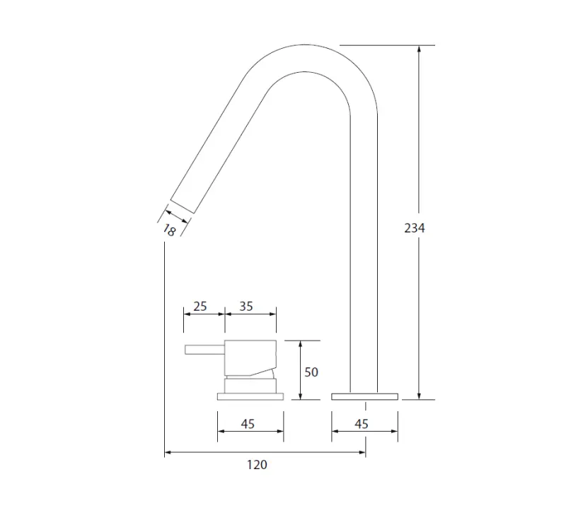 Waterevolution Flow 2-Loch-Waschtischarmatur komplett aus Edelstahl mit kleinem 127mm V-Auslauf T1121VIE