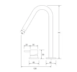 Waterevolution Flow 2-Loch-Waschtischarmatur mit hohem V-Auslauf 227mm, Chrom T1122V01