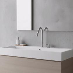 Waterevolution Flow 2-Loch-Waschtischarmatur mit hohem V-Auslauf 227mm, Edelstahl T1122VIE