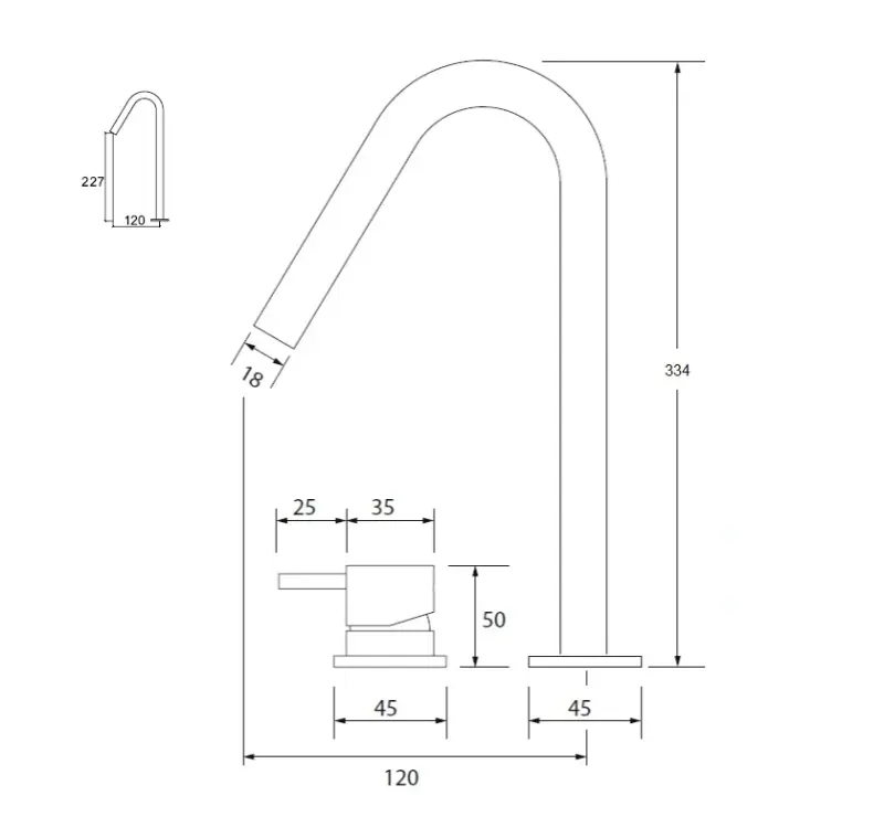 Waterevolution Flow 2-Loch Waschtischarmatur mit hohem 227mm V-Auslauf, PVD gebürstetes Kupfer T1122VCPE